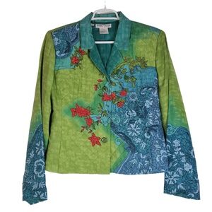 City Girl Silk Blazer Nancy Bolen Garden Of Eden Beaded Quilted Women’s Medium